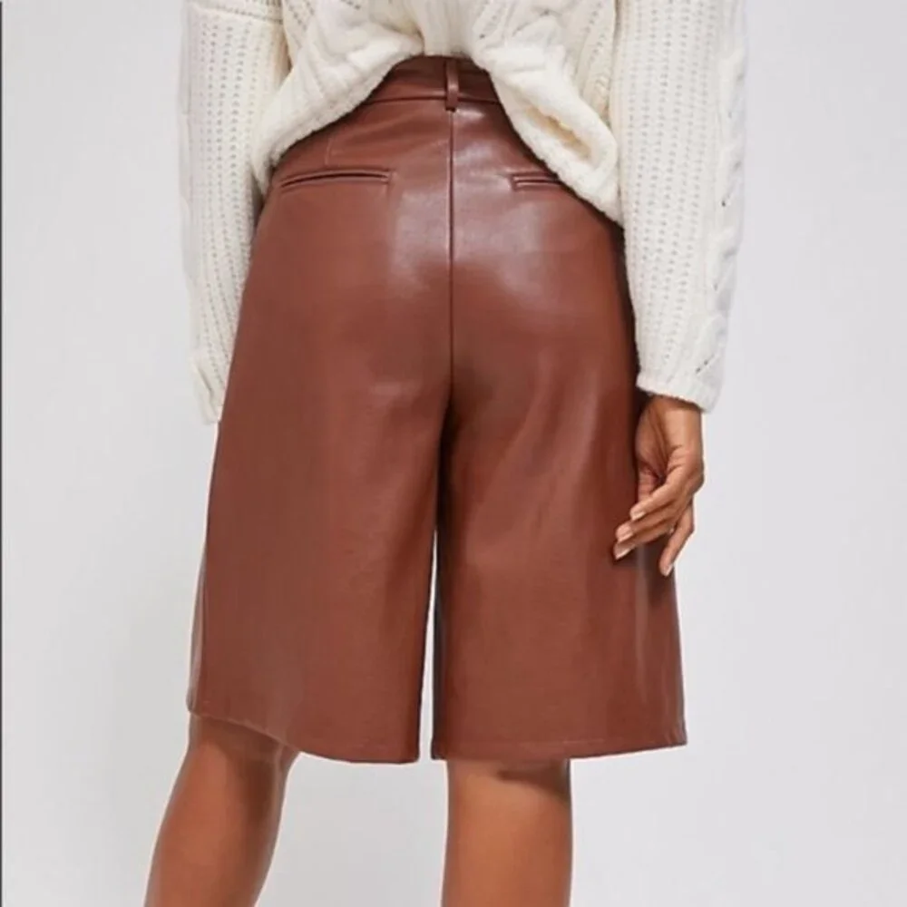 Brown Anthropologie Faux Leather Culottes (NWT)